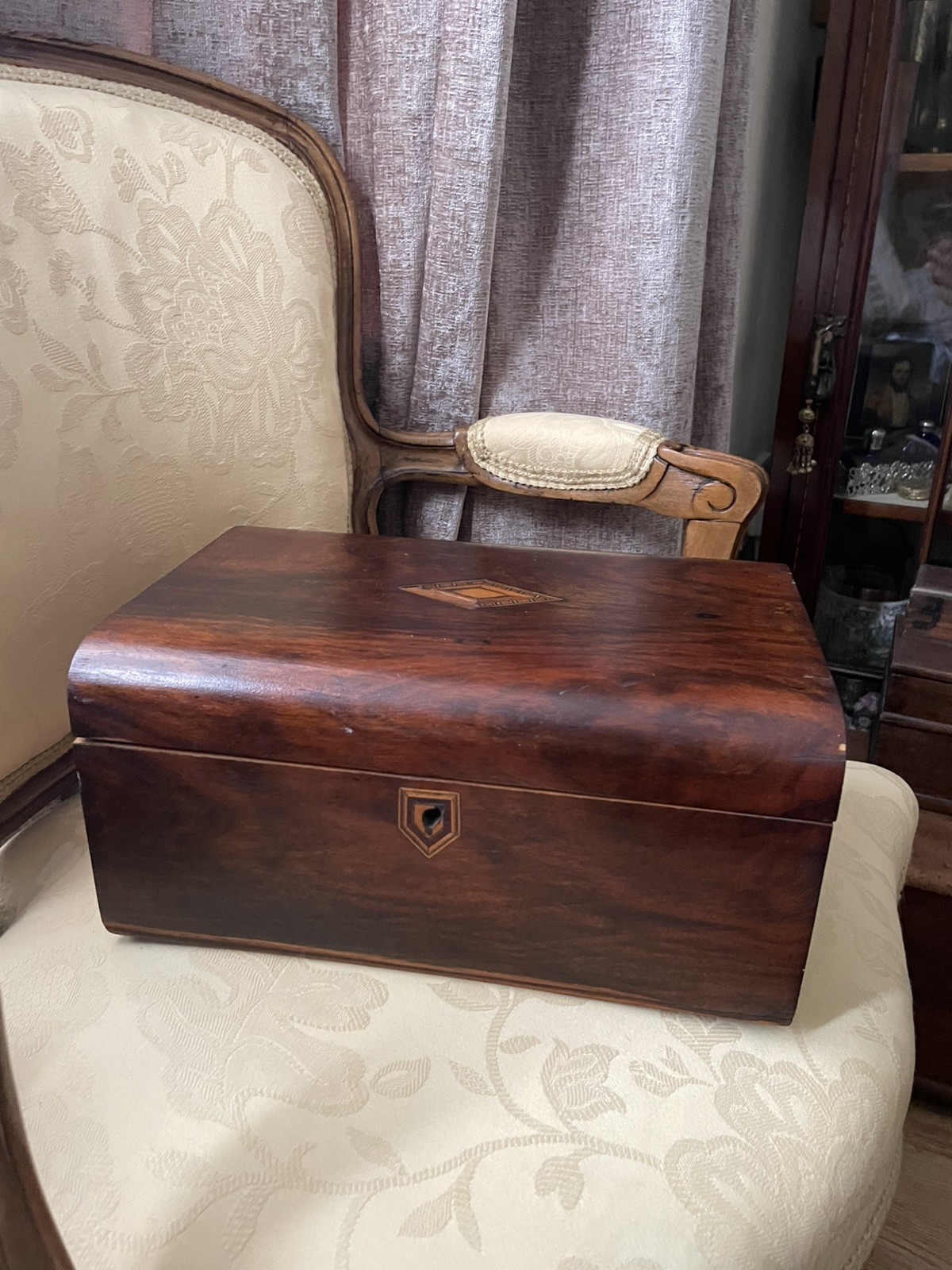 Antique Victorian Wooden Jewellery / Storage Box ,lockable , one key 
