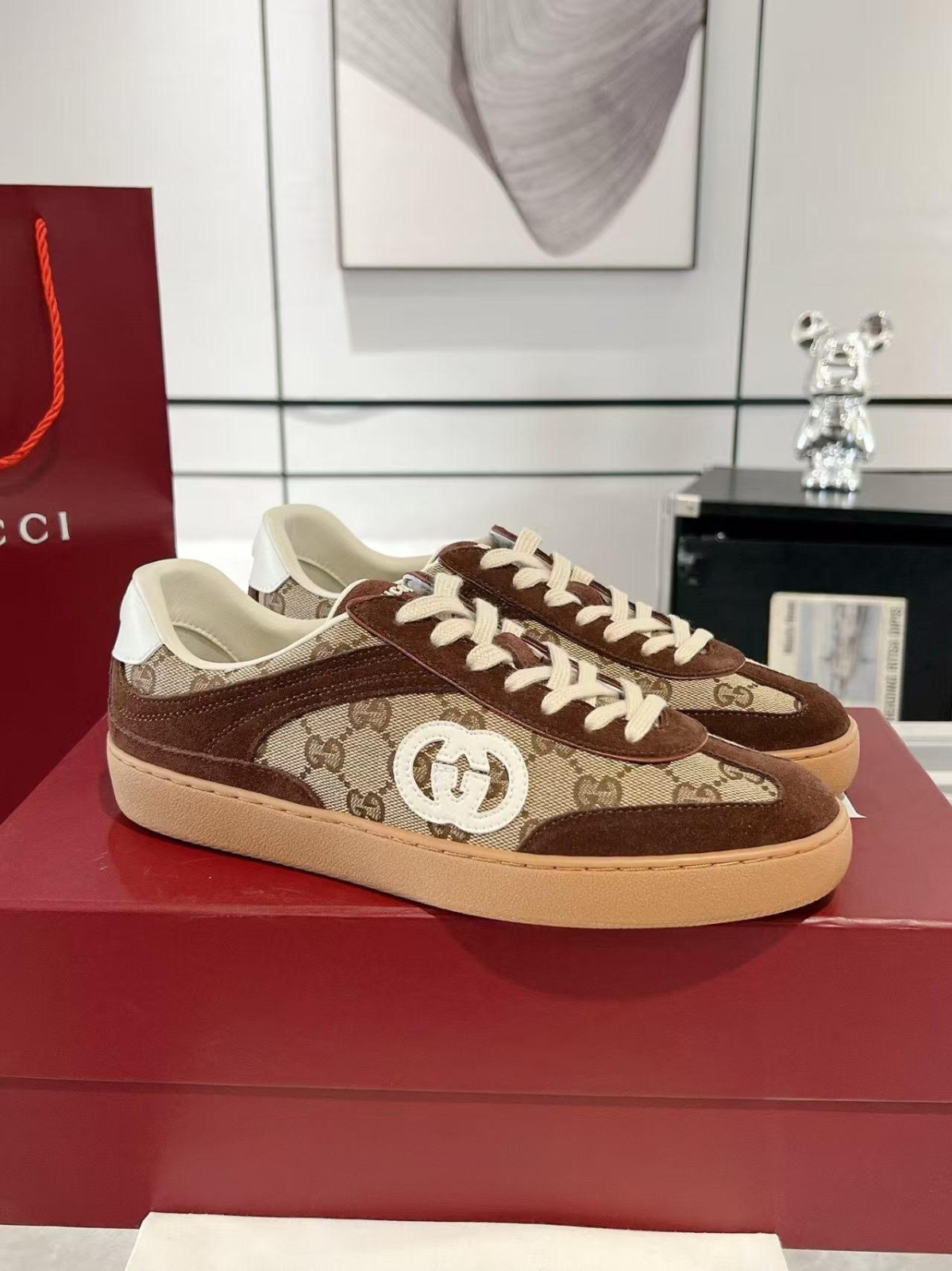 New Gucci Lido brown Men\' s Low Top