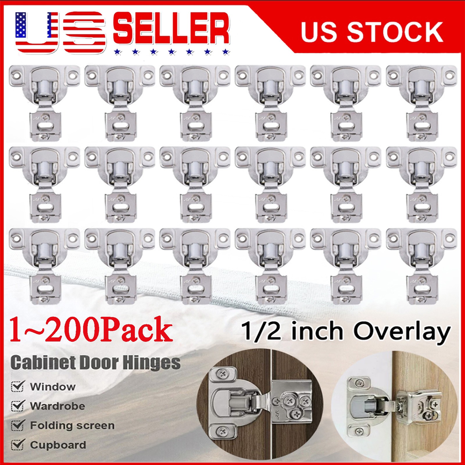 1-200PCS Overlay Soft Close Cabinet Hinges for Kitchen Cabinets Doors Face Frame