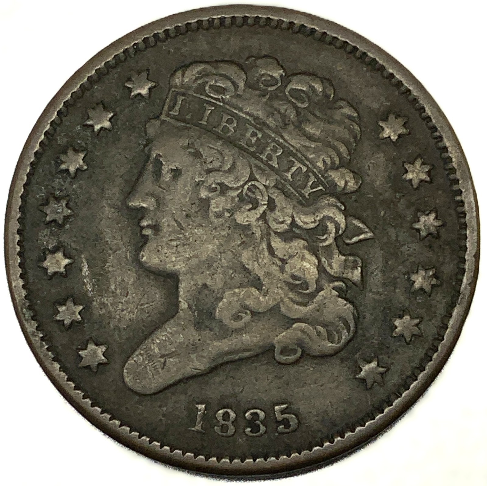1835 Classic Head Half Cent Very Fine VF Original Coin - 4892