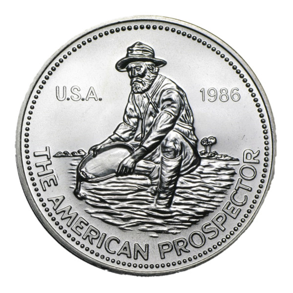 Vintage 1986 Engelhard American Prospector - 1 oz .999 Fine Silver Round