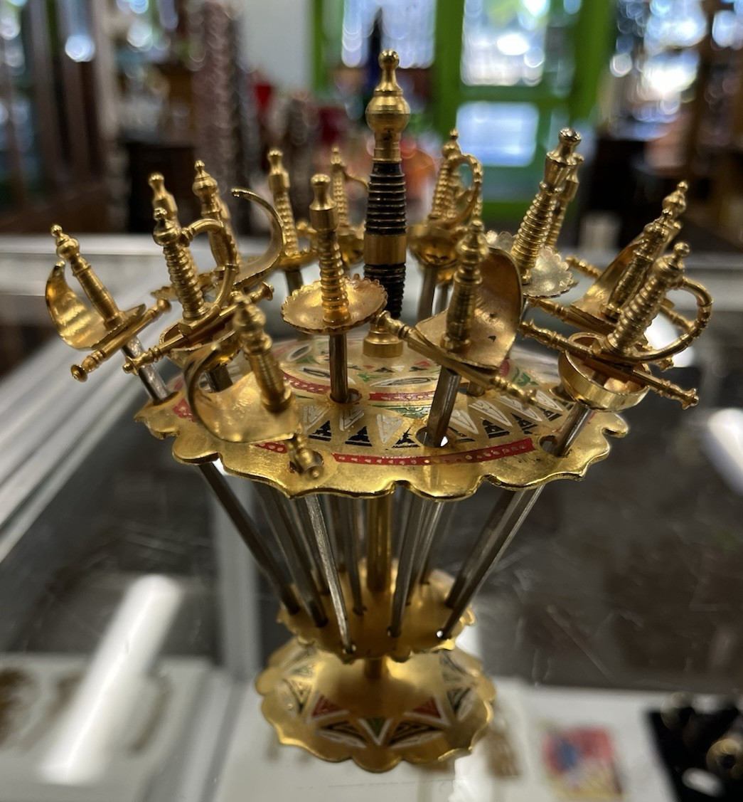 Vintage Toledo Cocktail Miniature Swords Holder 18 Count