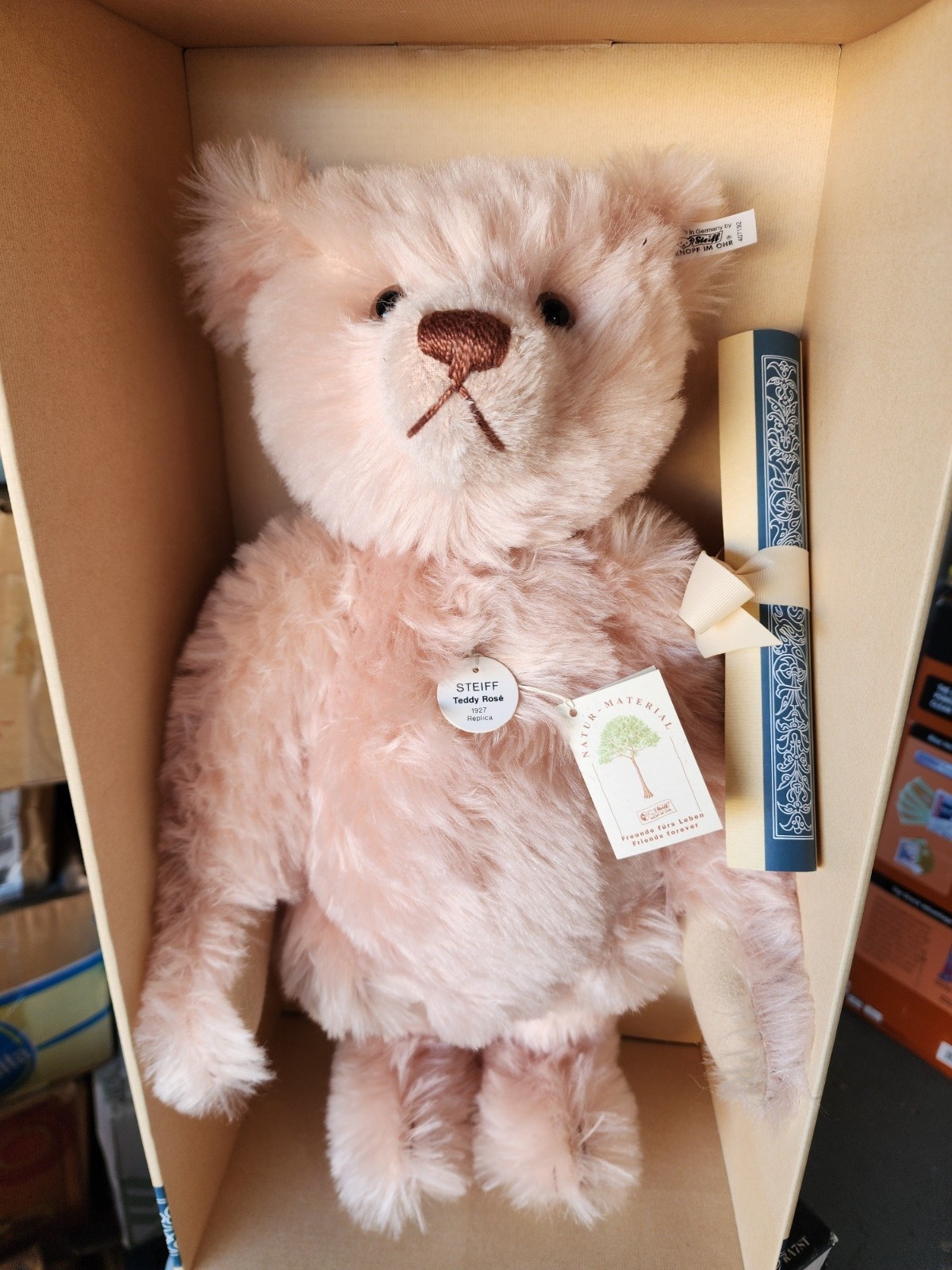 Steiff Teddy Bear 1927 Rose 48 Replica 1994 MINT Never Removed from Box COA
