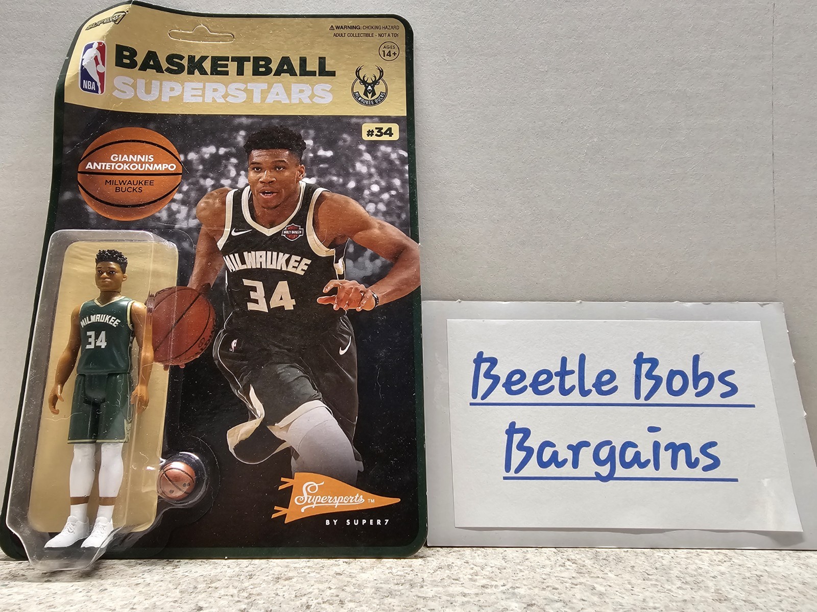 Giannis Antetokounmpo Milwaukee Bucks NBA 2021 Super7 Figure NIP