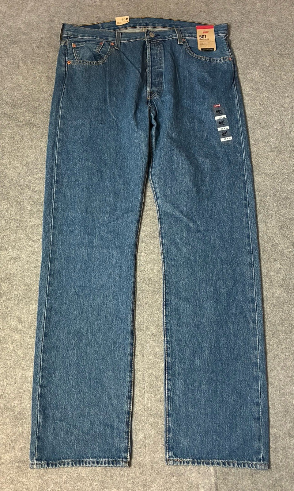 New NWT Levis 501 Original Fit Mens Mid Wash Straight Leg Button Fly Jeans 38x36 New NWT Levis 501 Original Fit Mens Mid Wash Straight Leg Button Fly Jeans 38x36