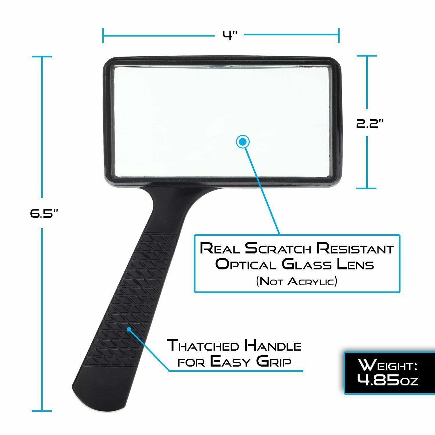 1X Handheld Rectangular 3X Magnifier Magnifying Glass Loupe For Reading Jewelry