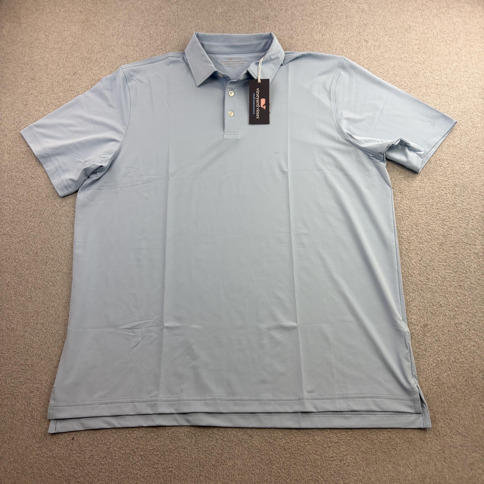 Vineyard Vines On The Go Sankaty Polo Shirt Mens XL Blue Solid Short Sleeve Golf