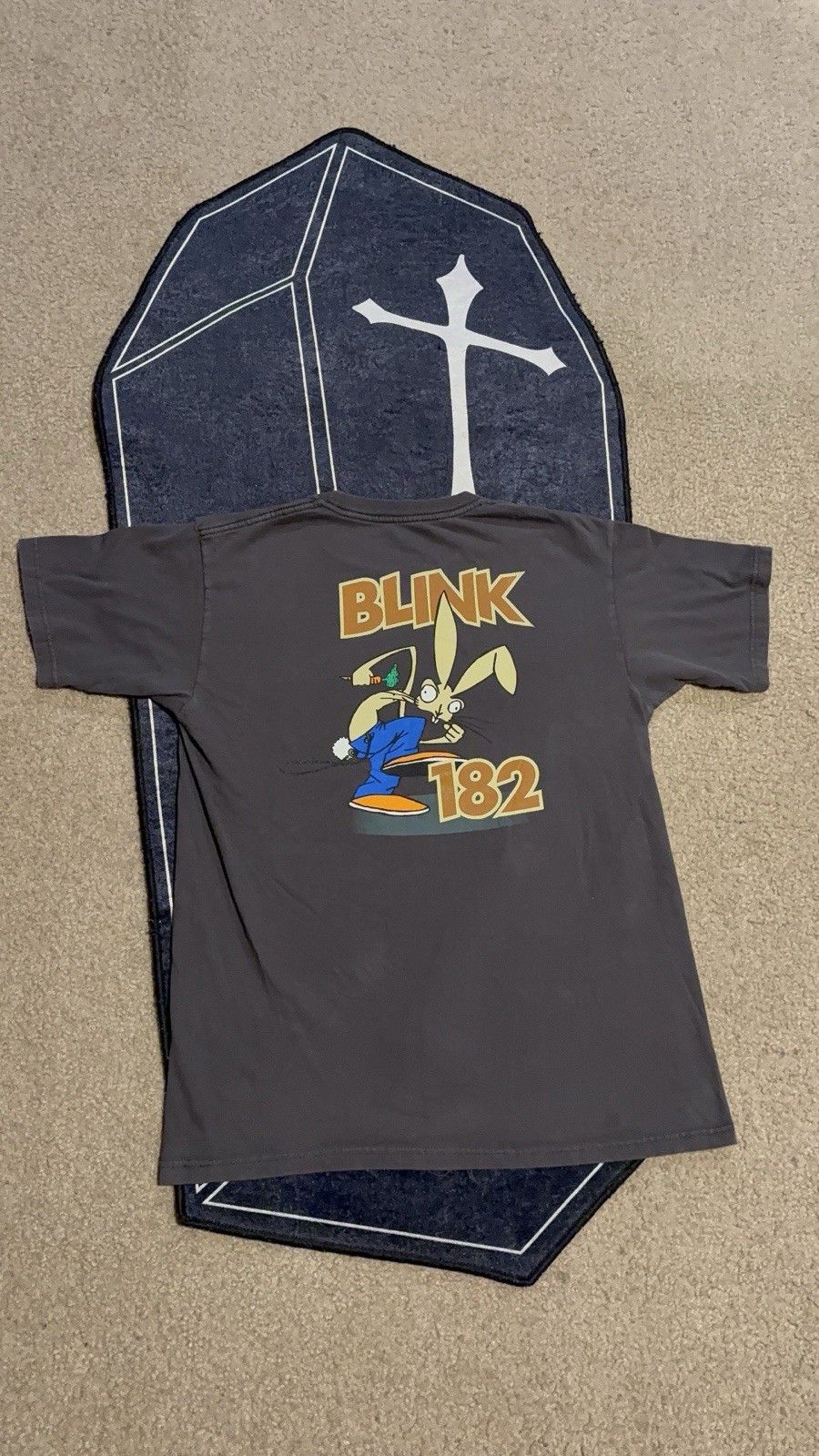 Vintage Blink 182 Dude Ranch Rabbit 1997 Rock Band Gray Large Graphic Shirt 90\'s