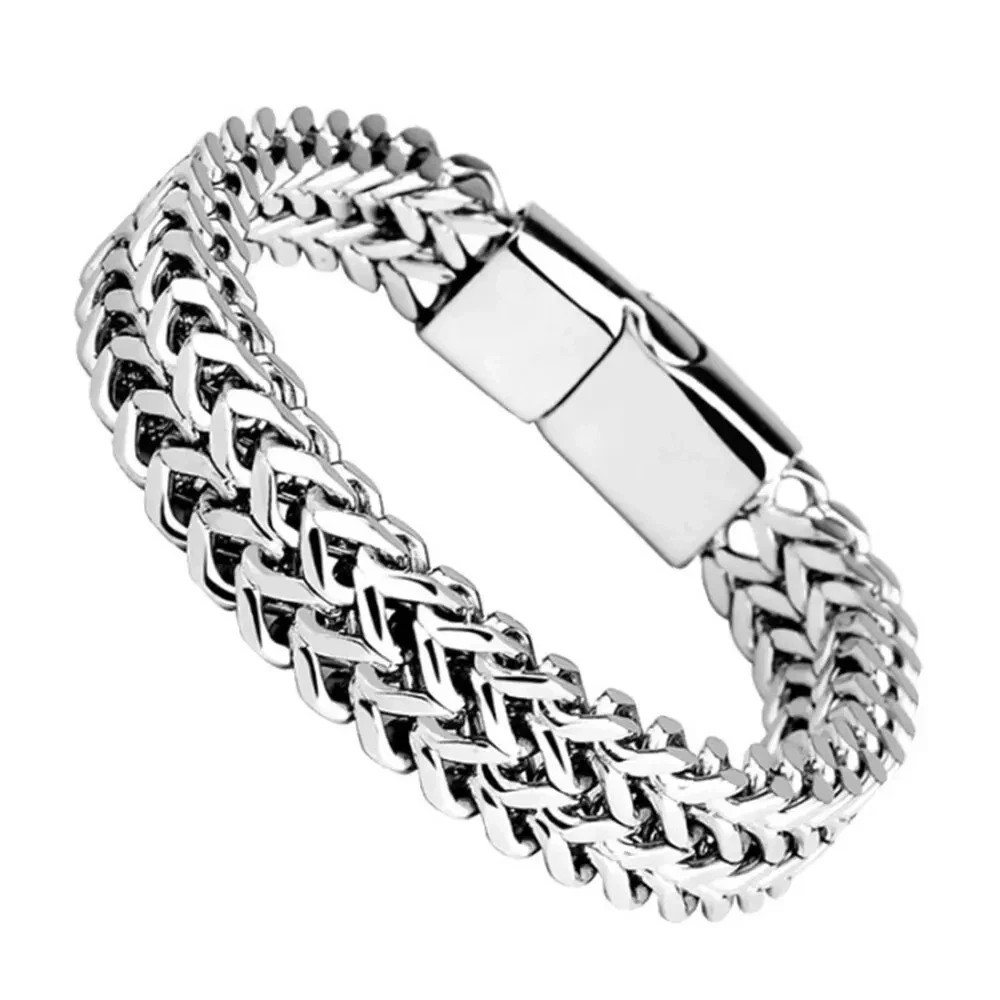 Meshed Woven Stainless Steel Bracelet Curb Chain Cuban Link Wristband Men Women*