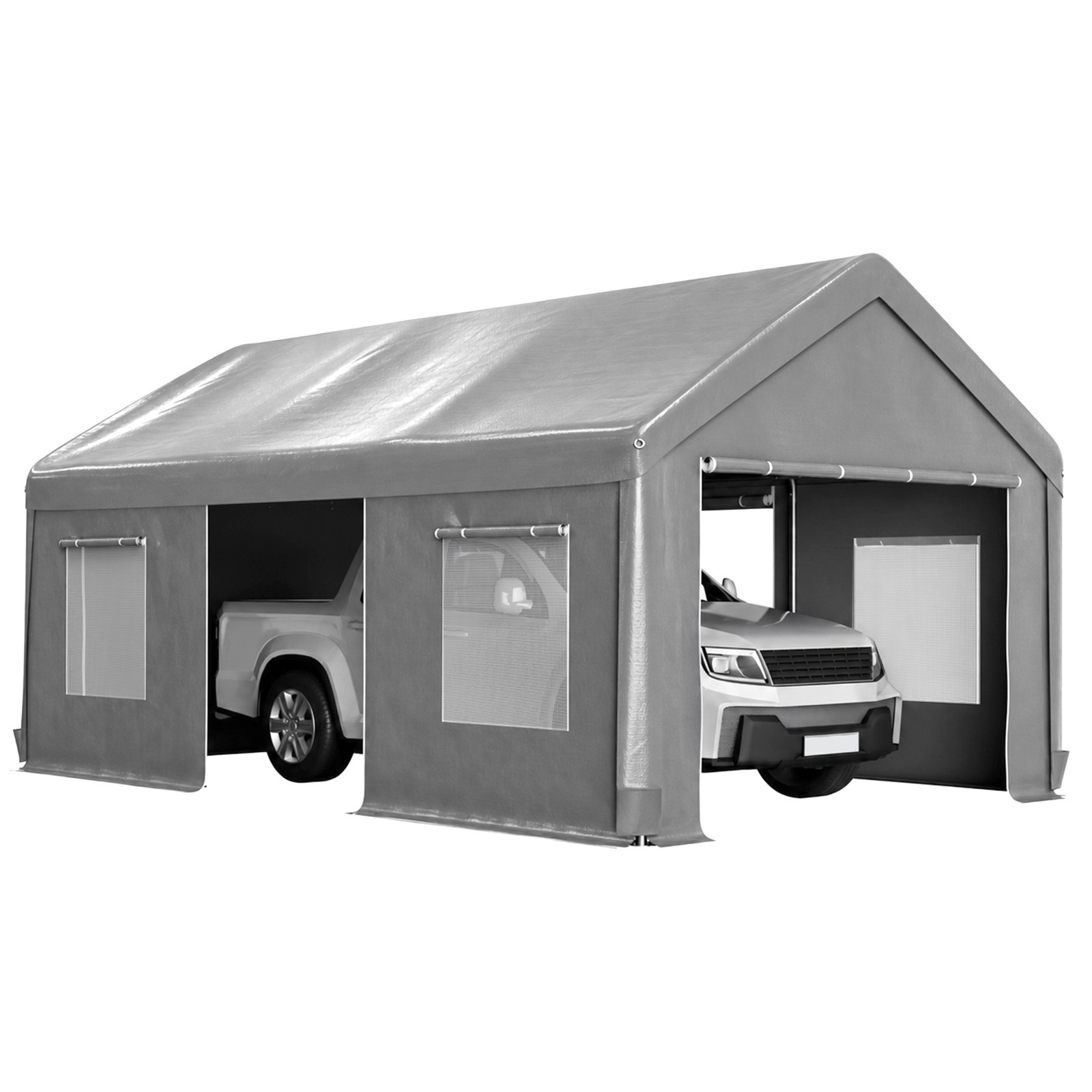 12x20Heavy Duty Carport Outdoor Garage Tent W/ Removable Sidewalls&Mesh Windows