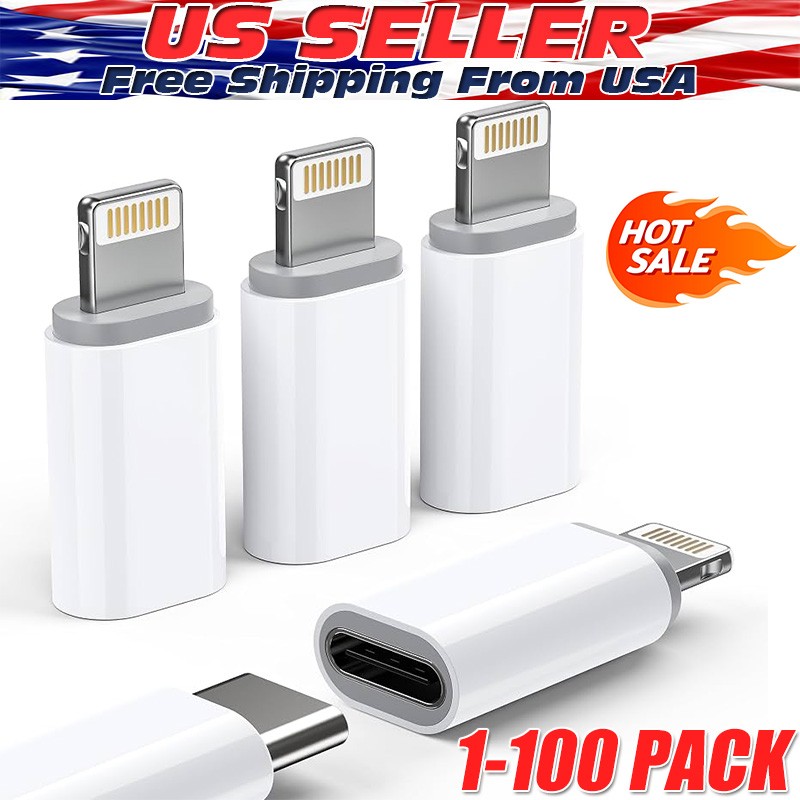 USB Type C Female to iOS Male Adapter For iPhone 14/13/12/11/XR/XS/SE 3 lot