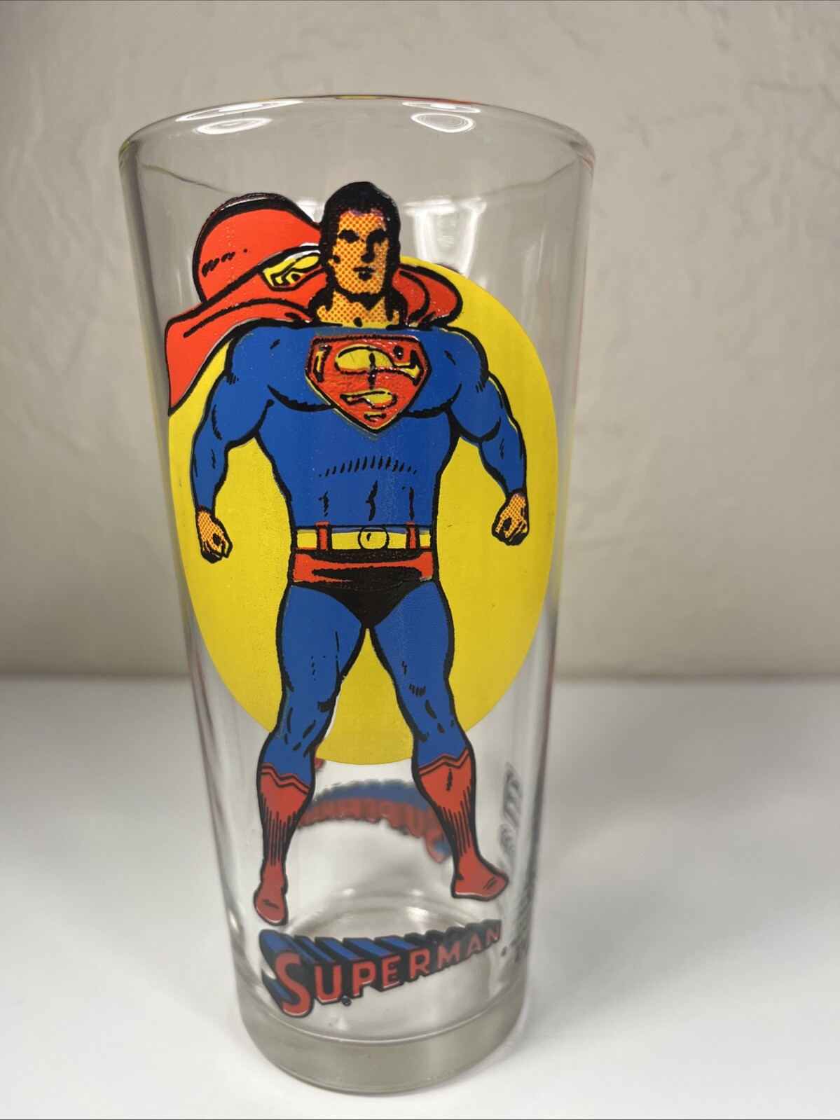 Vintage 1976 Superman Super Series Glass Pepsi Collectors Cup 6.25\