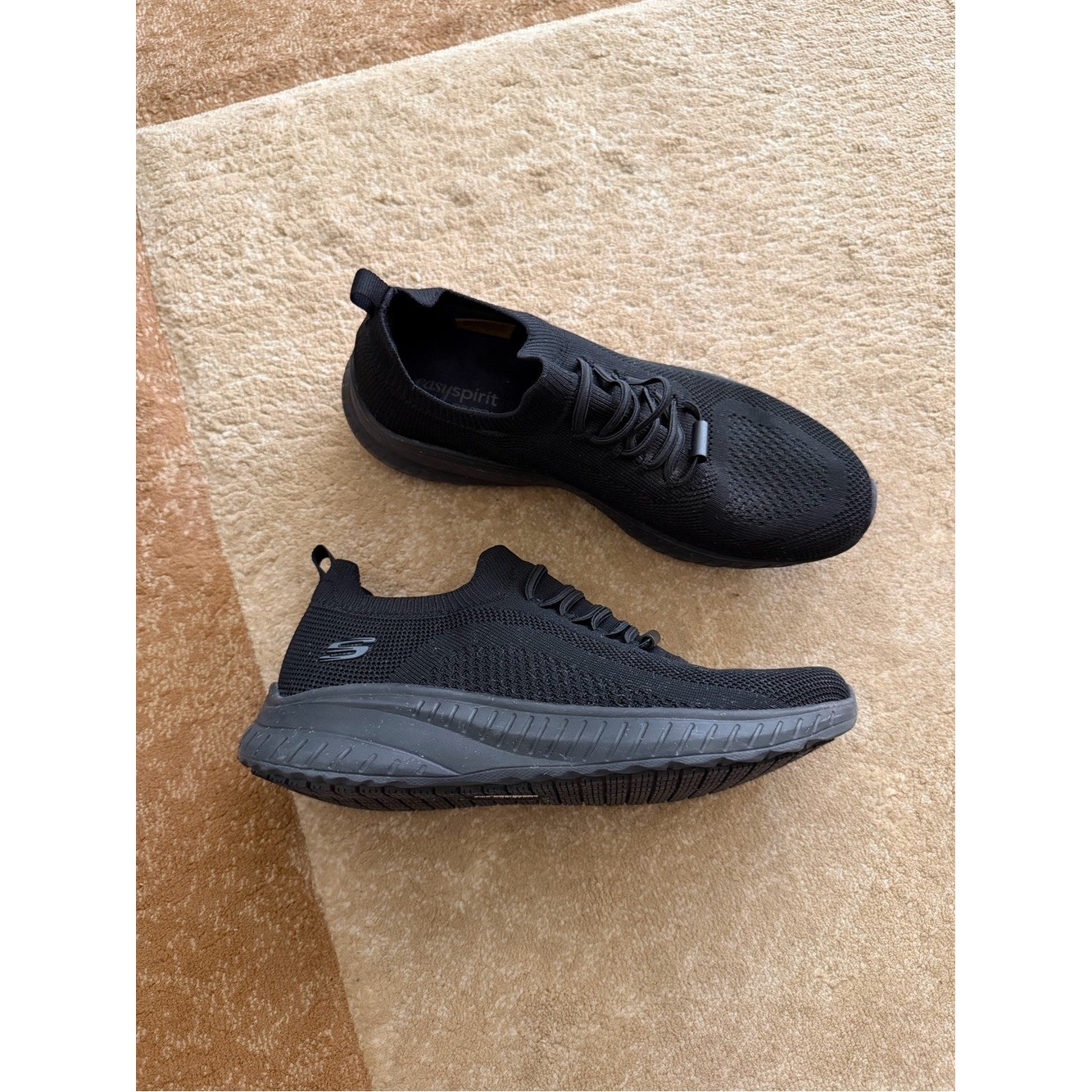 Skechers Easy Spirit Non Slip Black Knit Slip-On Athletic Sneakers