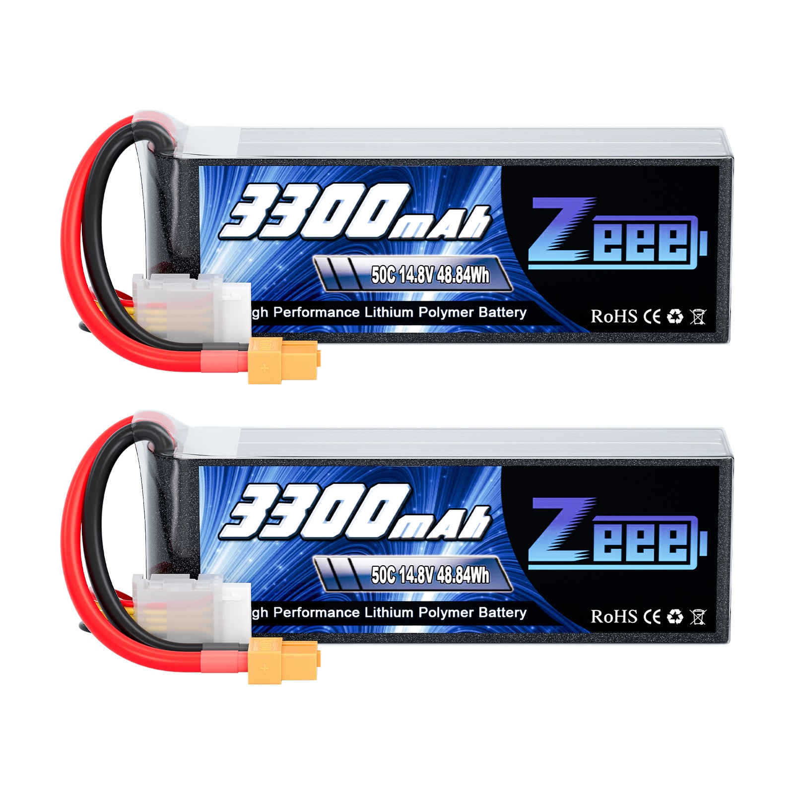 2x Zeee 4S LiPo Battery 3300mAh 14.8V 50C XT60 for RC Helicopter UAV Drone FPV
