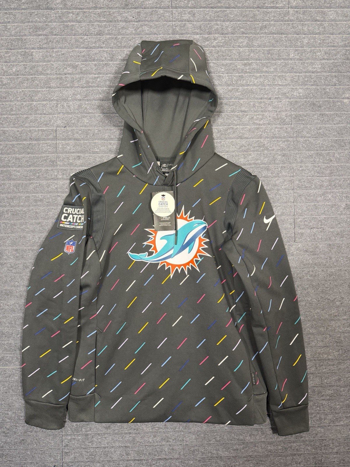 Miami Dolphins Nike NFL Crucial Catch Women\'s Anthracite Therma Hoodie New W/T Miami Dolphins Nike NFL Crucial Catch Women\'s Anthracite Therma Hoodie New W/T