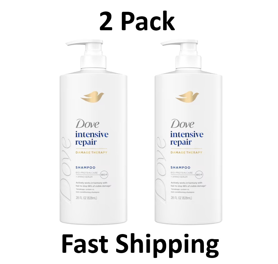 Dove Intensive Repair Shampoo for Damaged Hair with Bio-Protein, 28 Fl Oz 2 Pack