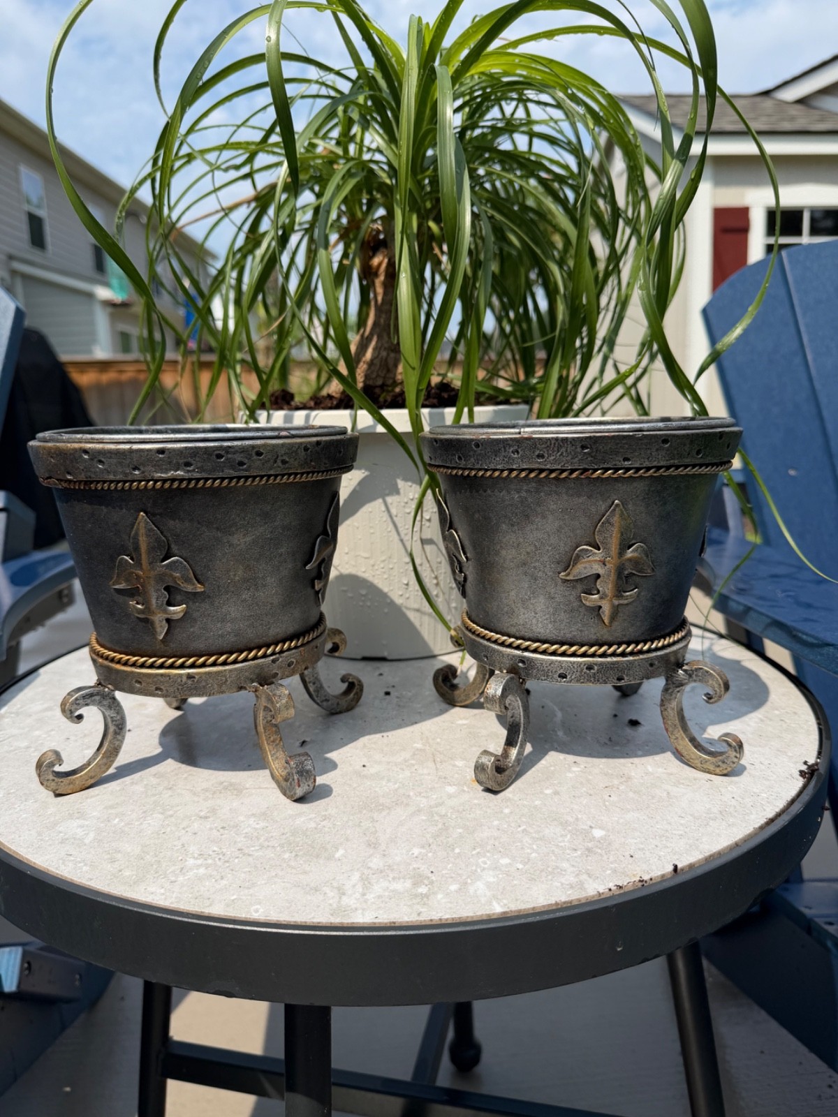 LATE 20TH CENTURY PAIR OF METAL PLANTERS MAITLAND SMITH VINTAGE