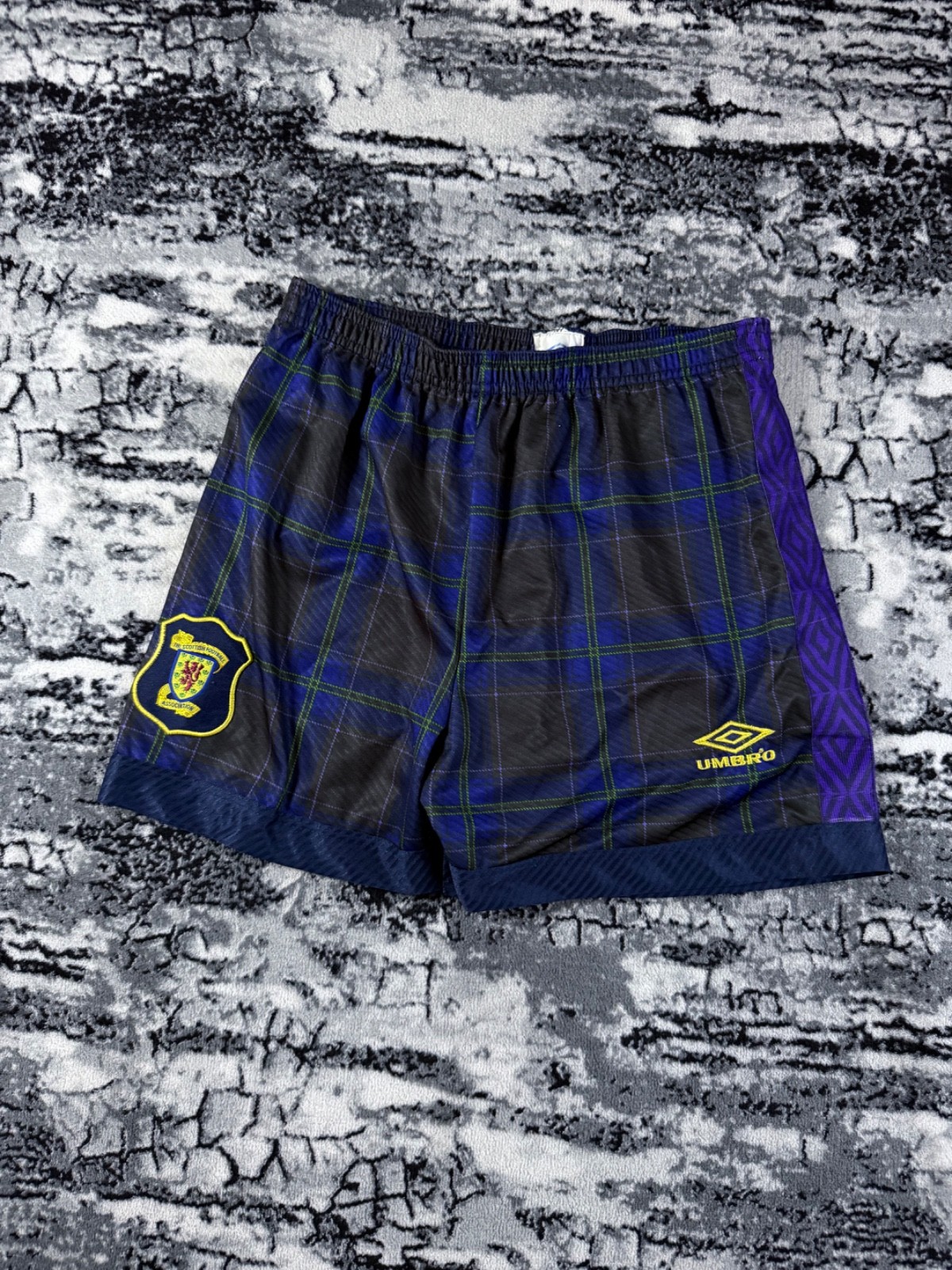 Vintage Umbro Scotland Football Shorts Tartan Plaid Made In England Blokecore