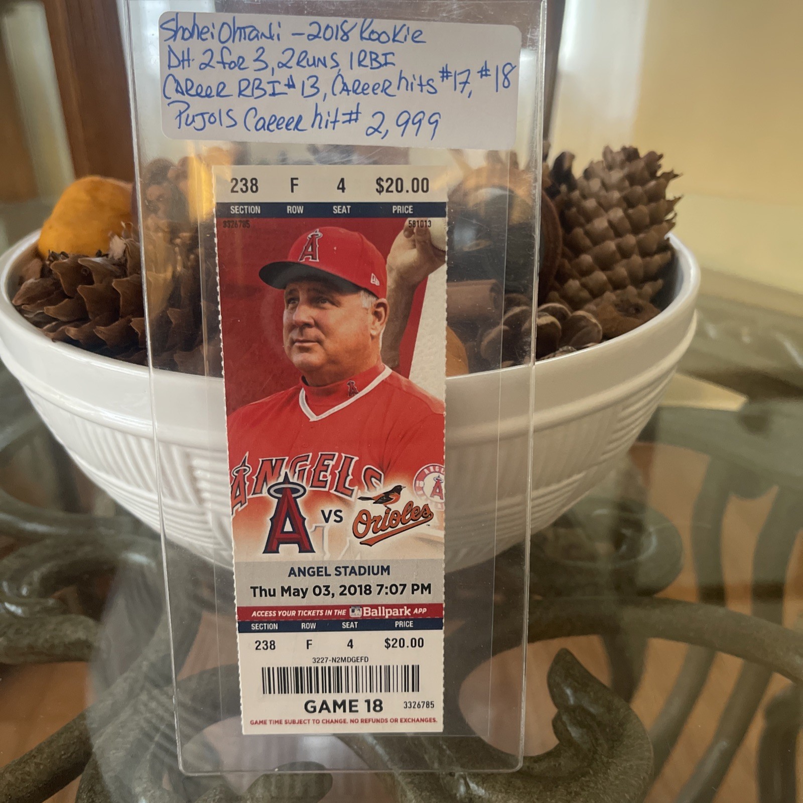 2018 Los Angeles Angels Vs Baltimore- Ohtani’s Rookie Yr- Pujols-#2,999 Hits