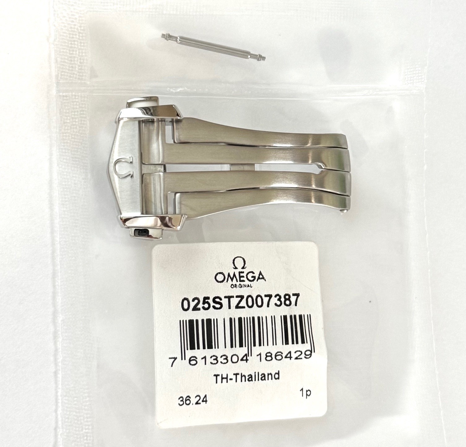 ORIGINAL OMEGA 16mm BRUSHED STEEL DEPLOYMENT WATCH BUCKLE CLASP # STZ007387