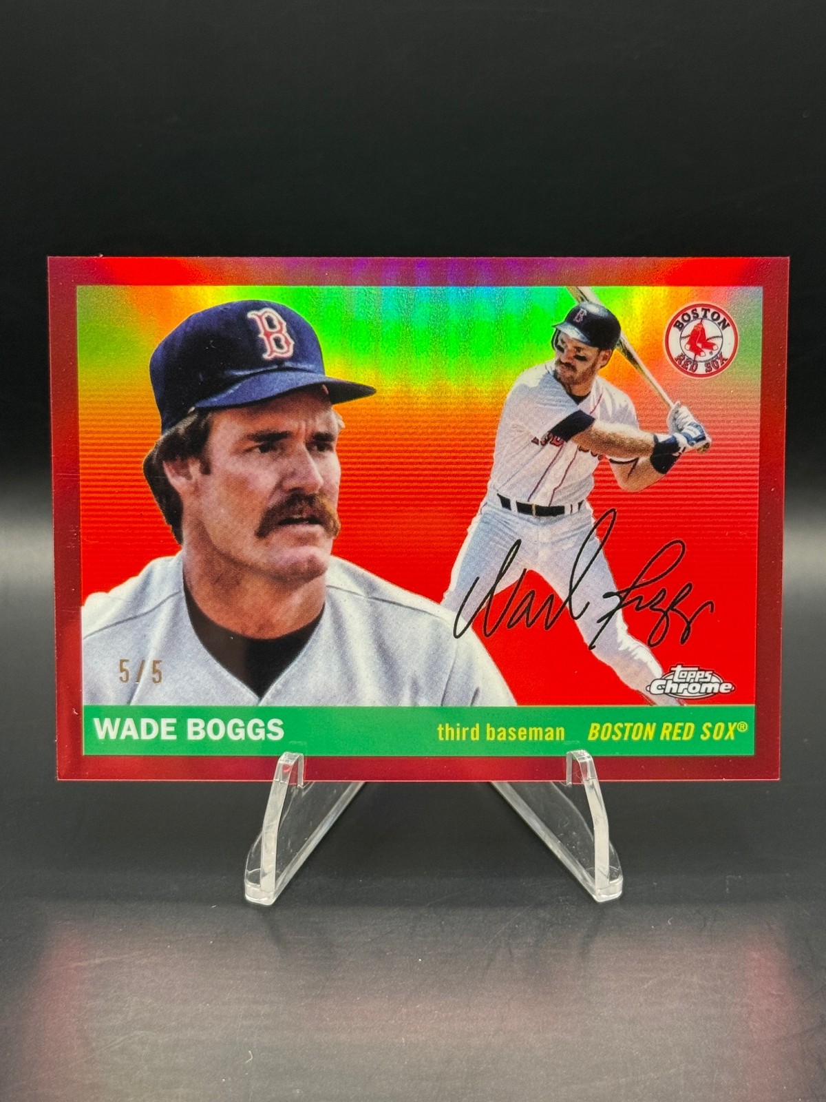 2025 Topps Chrome Platinum #302 Wade Boggs Red Refractor #/5 2025 Topps Chrome Platinum #302 Wade Boggs Red Refractor #/5