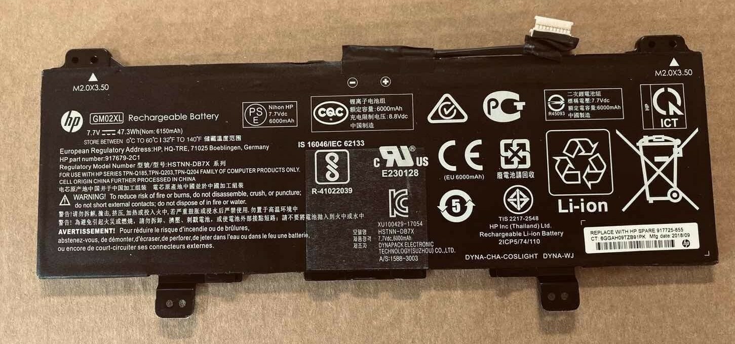 NEW GENUINE GM02XL  Battery 47.3WH for HP  917679-271 HSTNN-DB7X 917725-855