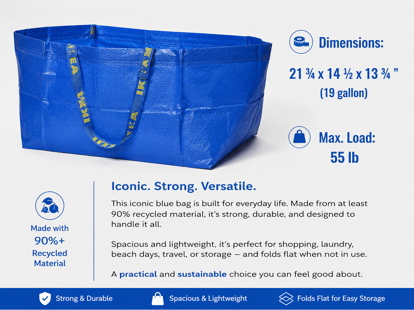 IKEA 10 X LARGE BLUE BAGS Shopping Bag Laundry Storage Travel Tote FRAKTA IKEA 10 X LARGE BLUE BAGS Shopping Bag Laundry Storage Travel Tote FRAKTA