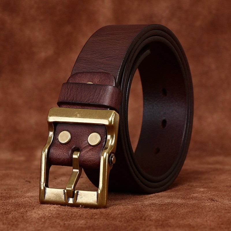 1-1/2’’ Plain Stitched Real Genuine Leather Casual Dress Belt Strap Amish Styles