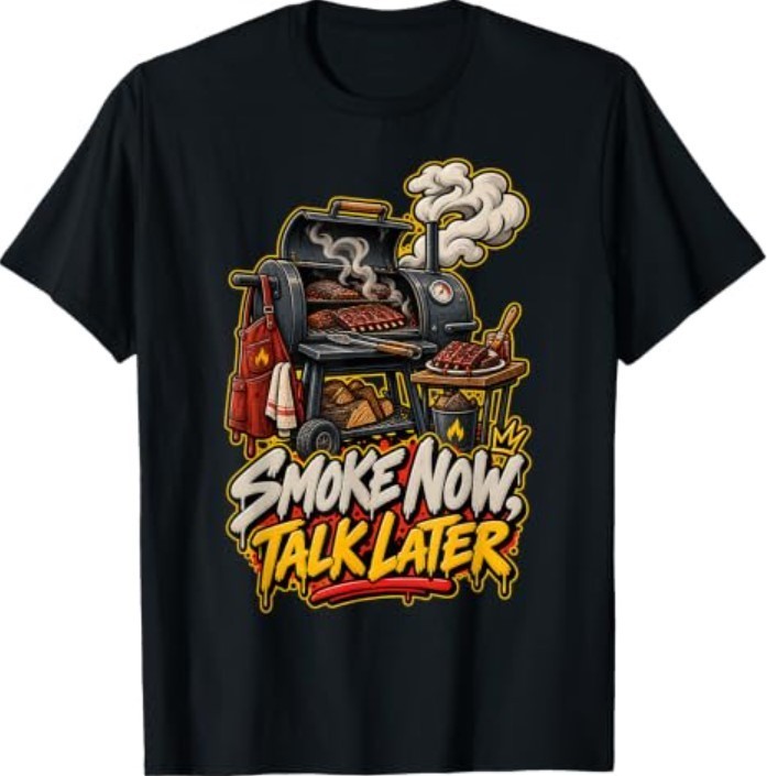 Smoke Now Talk Later BBQ Smoker Pitmaster Grill Ribs Humor T-Shirt