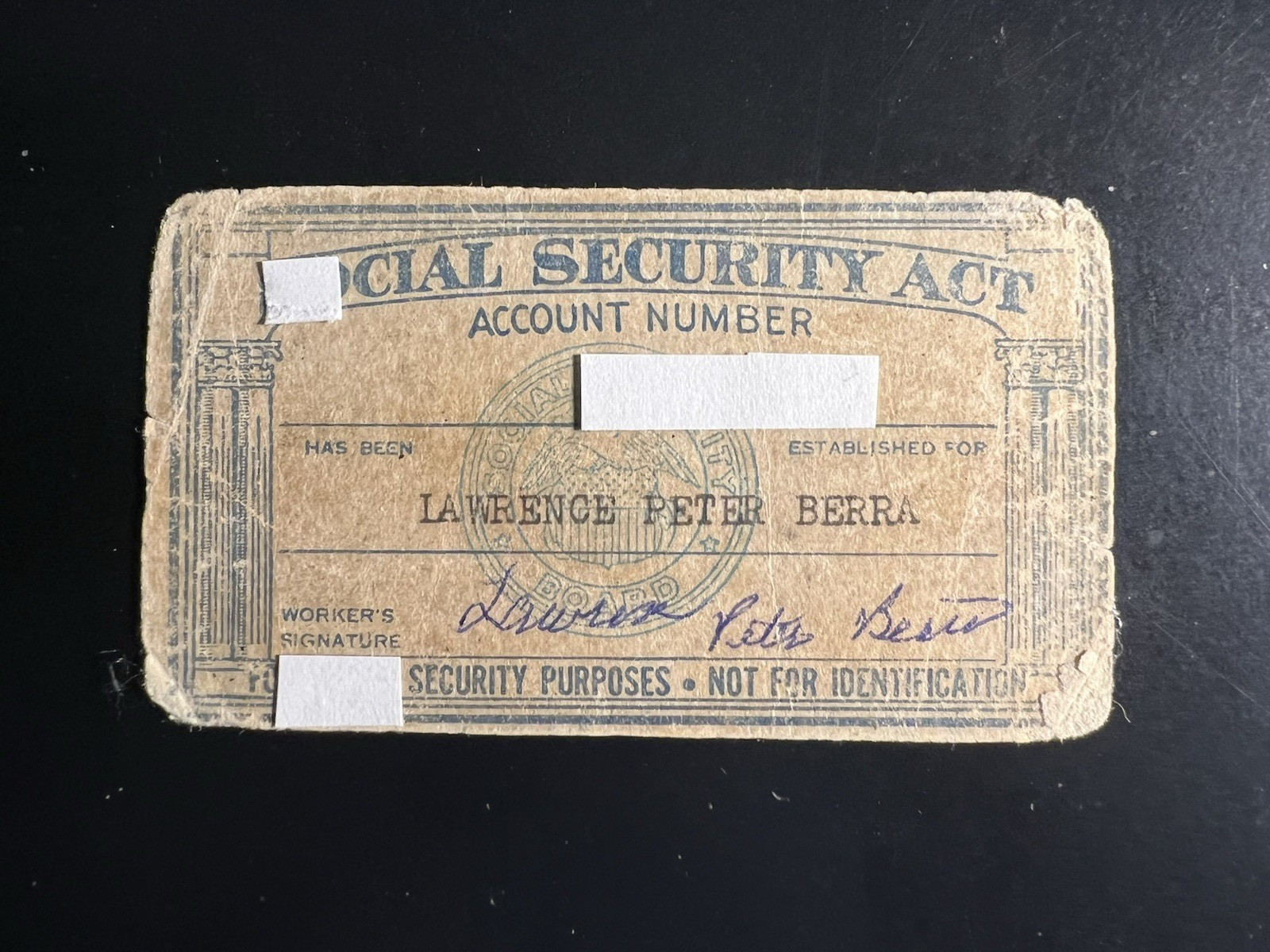 YOGI BERRA PERSONALLY OWNED TRULY ONE-OF-A-KIND SIGNED ORIG 1943 \