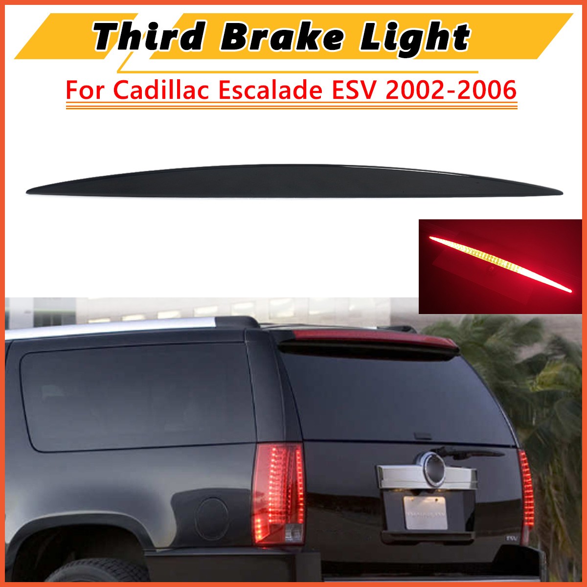 For 2002-2006 Cadillac Escalade SUV Rear Black Third Brake Light 15044516 Smoke