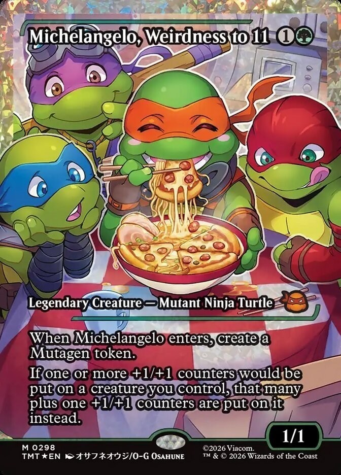 Michelangelo, Weirdness to 11 (Showcase)Foil) Teenage Mutant Ninja Playtest Card