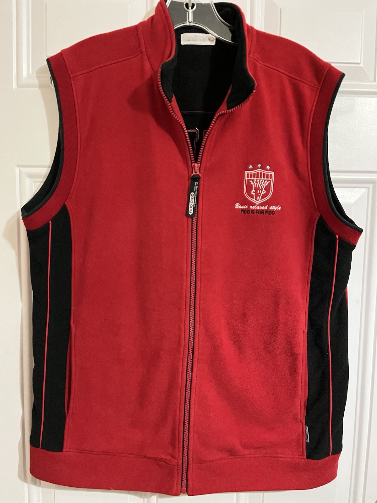 Vintage Fido Dido 7-Up Vest Full Zip Fleece Red Black Men’s L Casual Vintage Fido Dido 7-Up Vest Full Zip Fleece Red Black Men’s L Casual