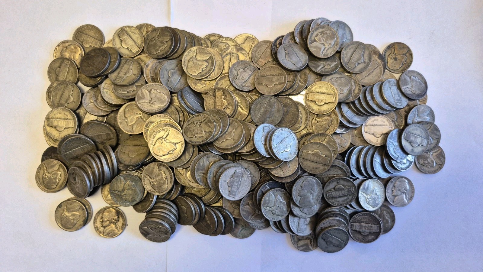 Lot of 5 Silver War Nickels WWII 35% Silver