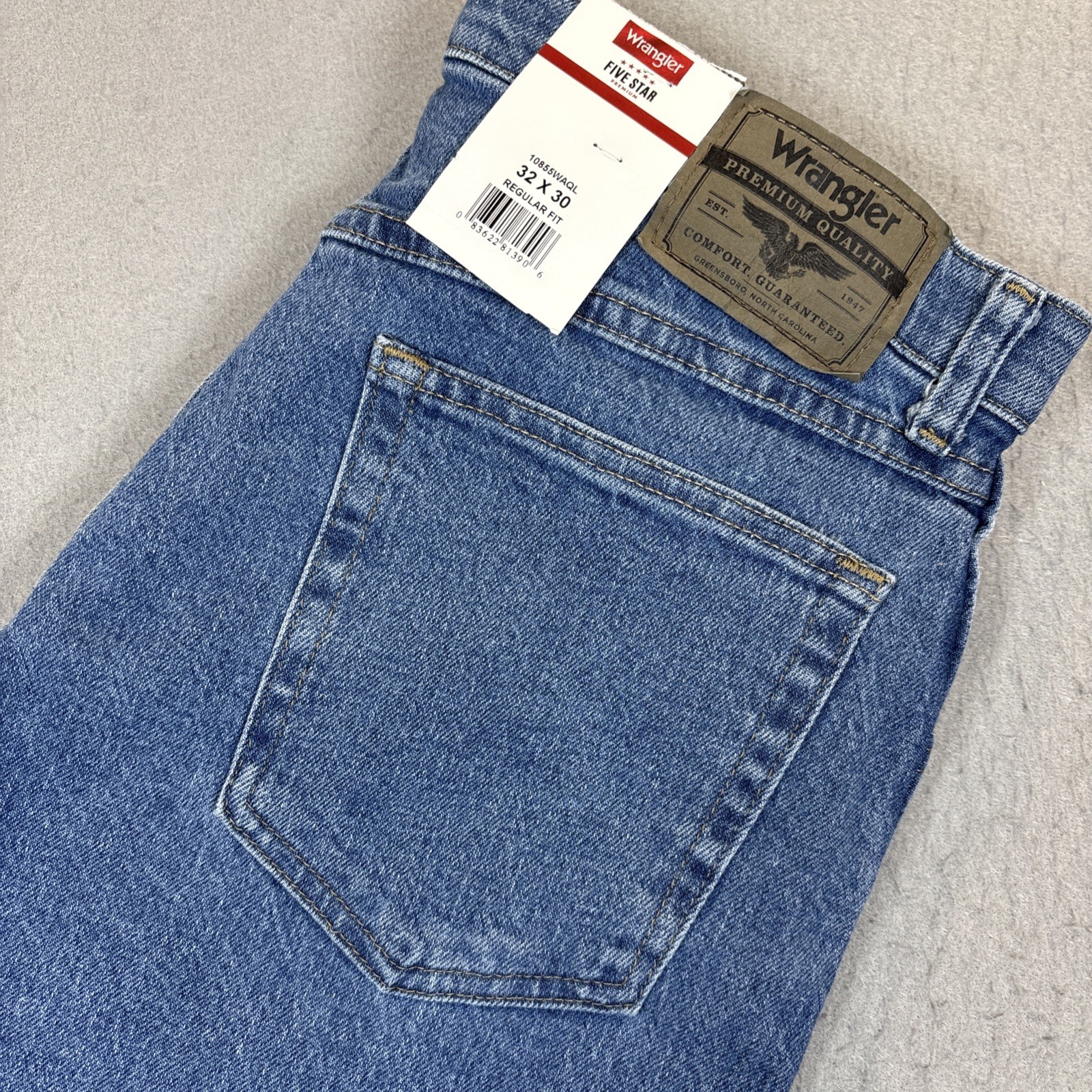 Men\'s Wrangler Regular Fit Comfort Flex Waistband Jean NWT 10855WAQL Men\'s Wrangler Regular Fit Comfort Flex Waistband Jean NWT 10855WAQL