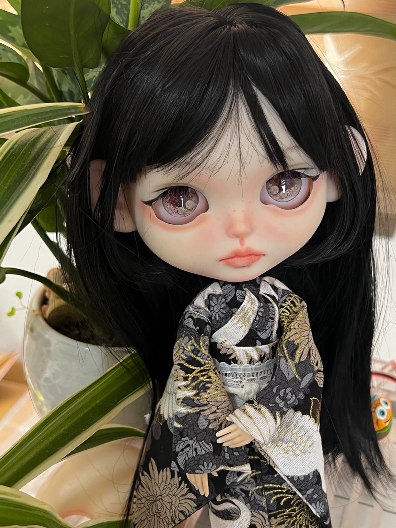 OOAK Custom Blythe Doll Icy‑Style White Skin Kimono Japanese Full Set Art Doll