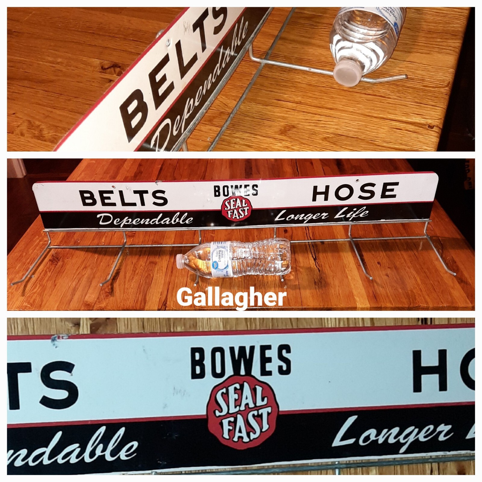 Vintage 50s\'60s Bowes Seal Fast Advertising Metal Sign display belts hoses Rack