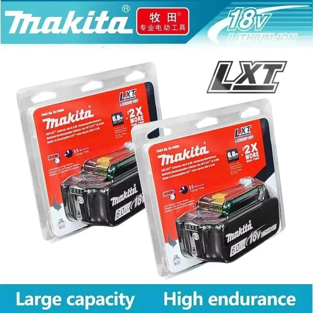 Makita 18V BL1860B-2 6.0Ah Integrated LED LXT Lithium-Ion Battery - 2 Pack