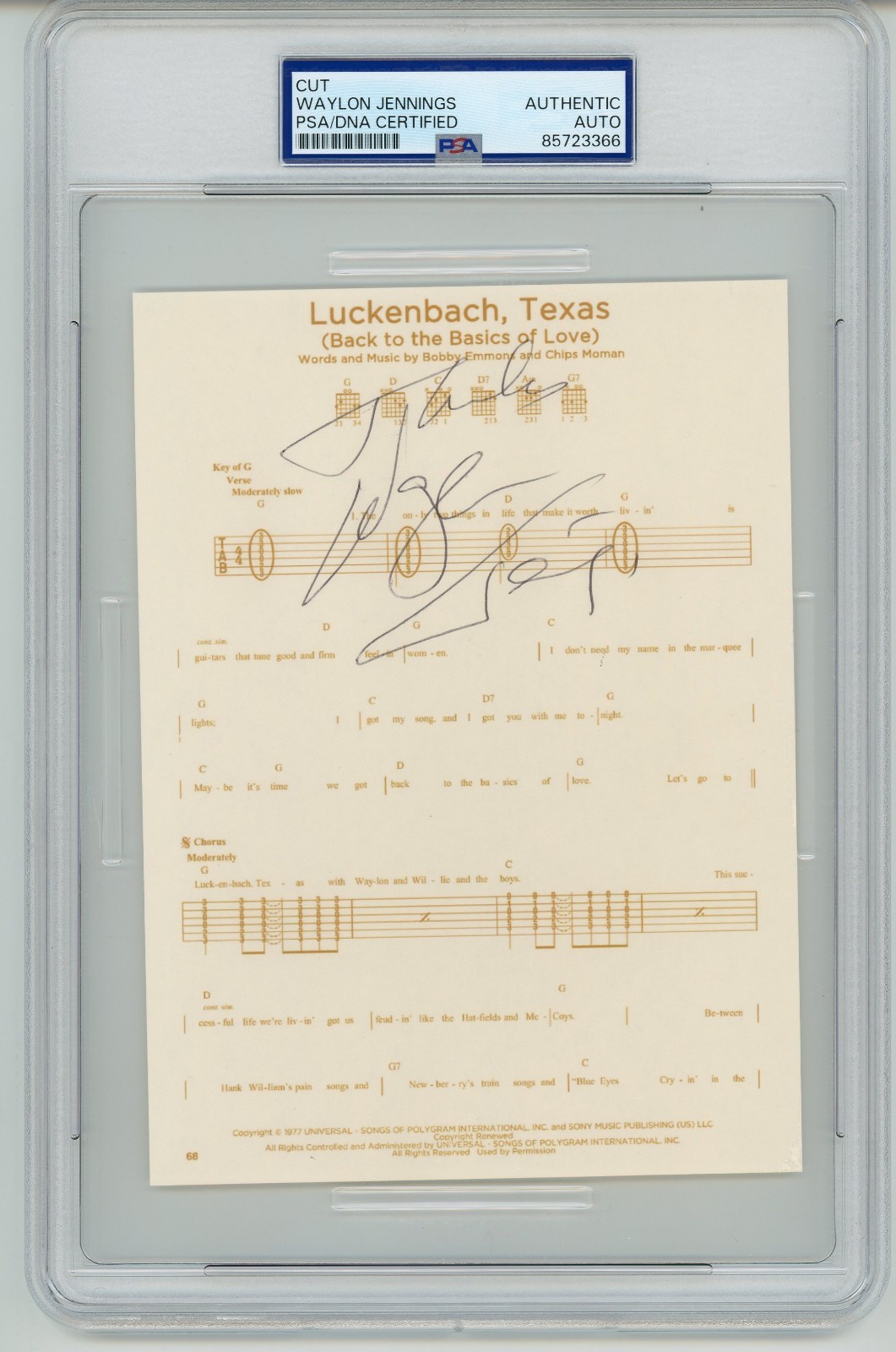 Waylon Jennings ~ Signed Autographed 