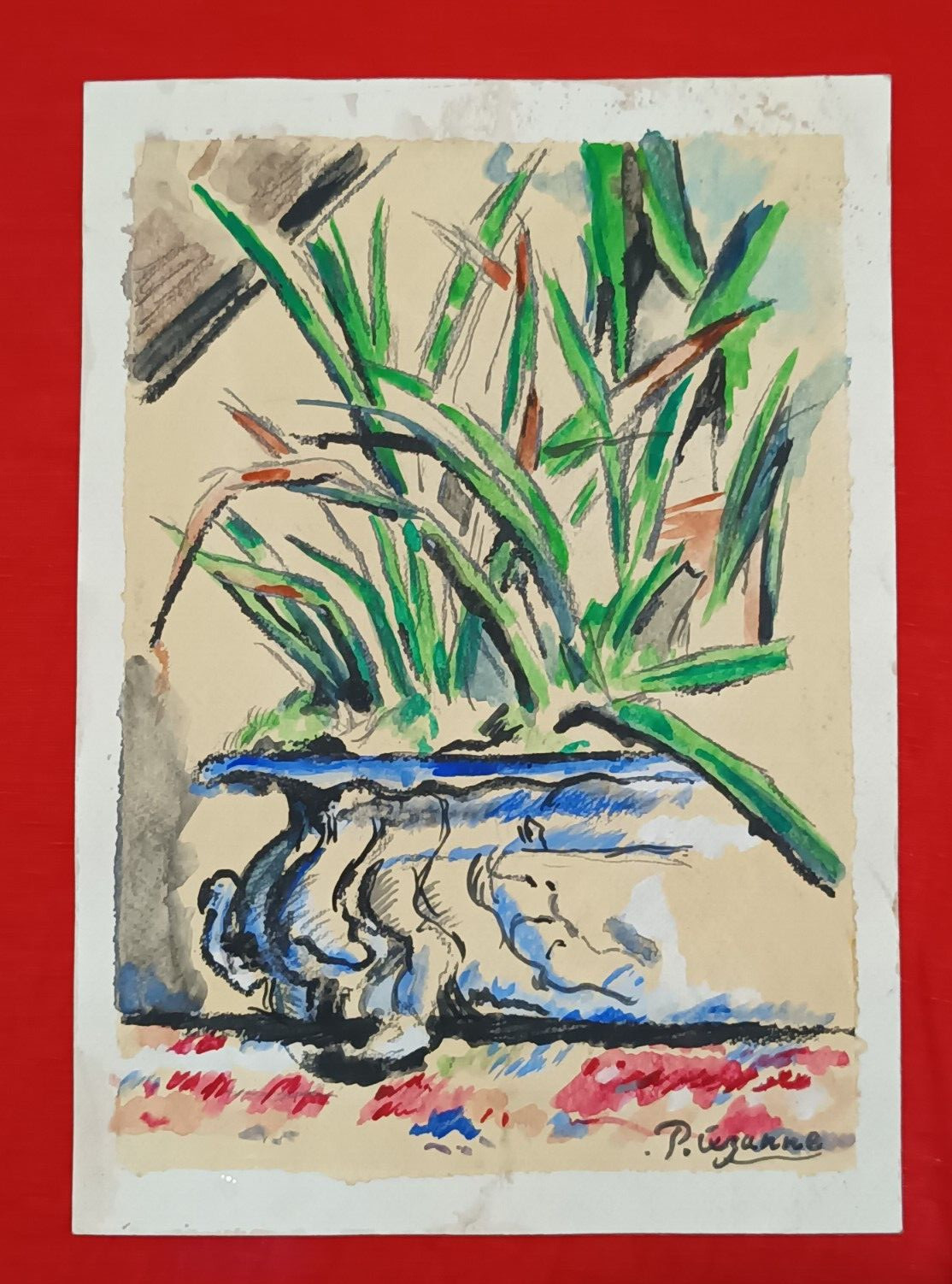 Paul Cézanne Drawing on paper (Handmade) signed and stamped mixed media.