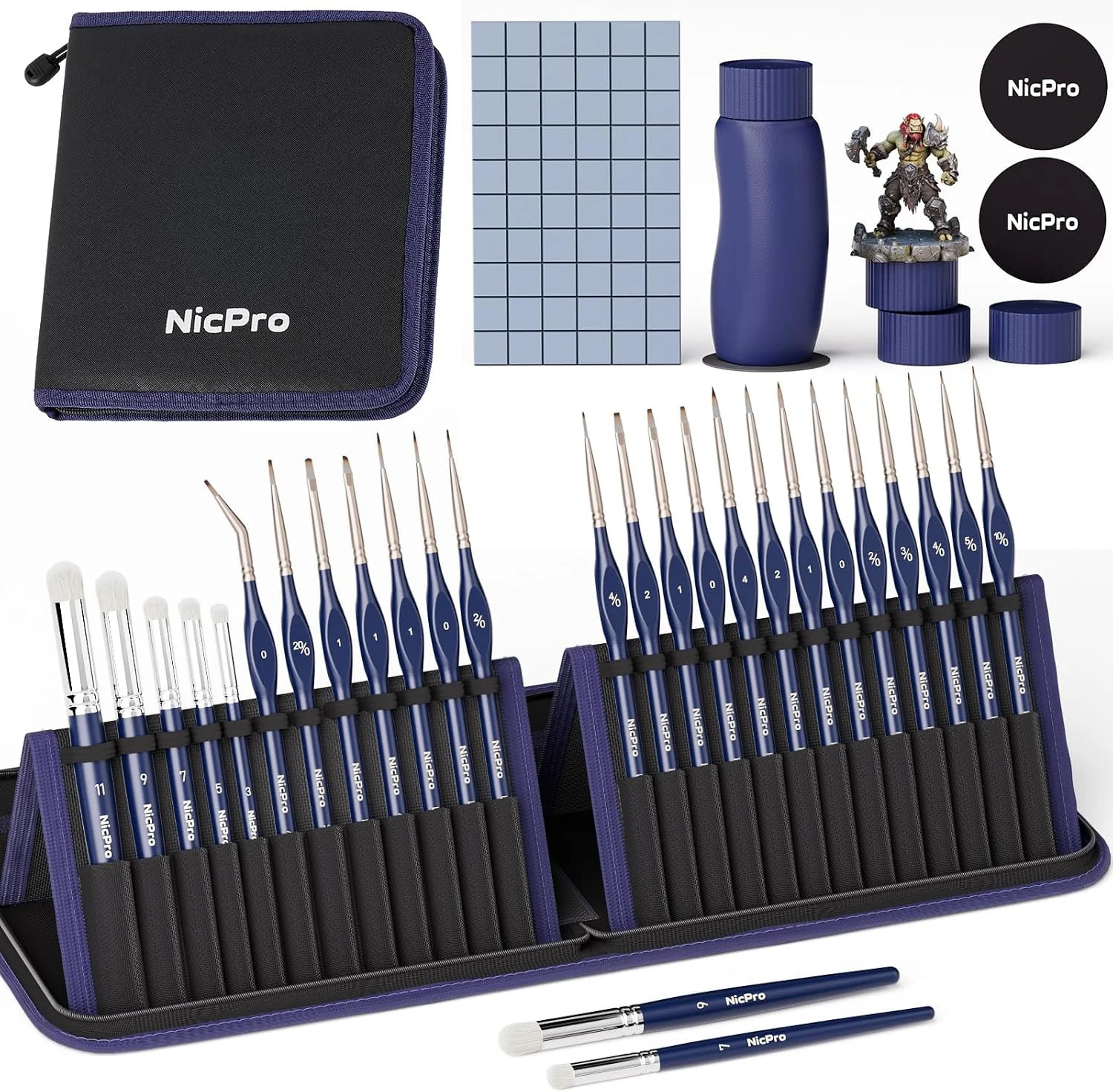 Nicpro Professional Miniature Painting Kit - 25PCS Miniature Paint Brushes Drybr Nicpro Professional Miniature Painting Kit - 25PCS Miniature Paint Brushes Drybr