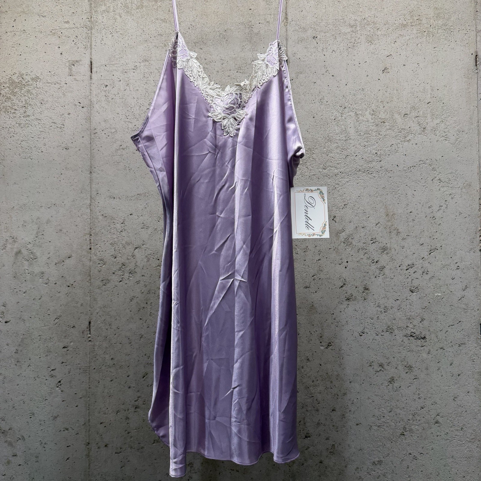 Vintage Dentelle Purple Satin Lace Lingerie/ Nightgown / Slip Dress - Womens 1X