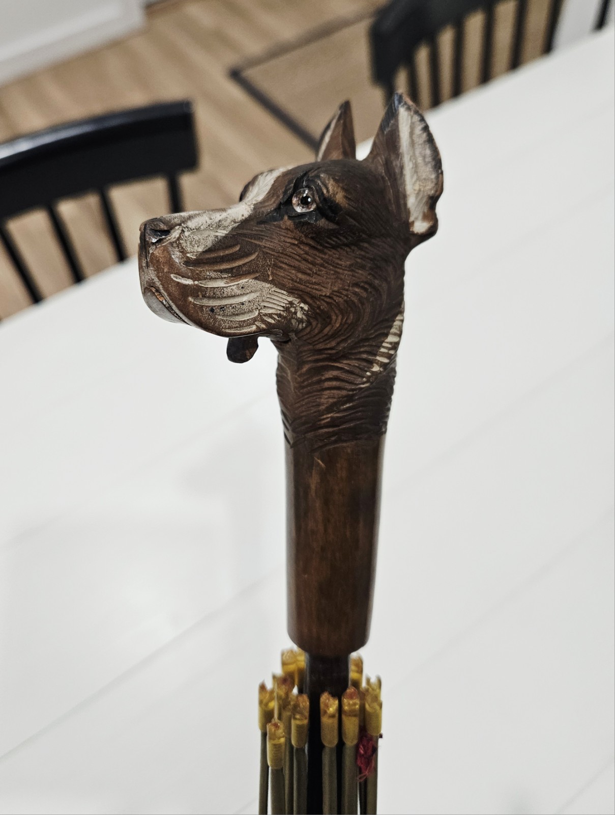 🔥 1920s Hand Carved Great Dane Mechanical Umbrella Frame (RARE)  Beautiful  VG+