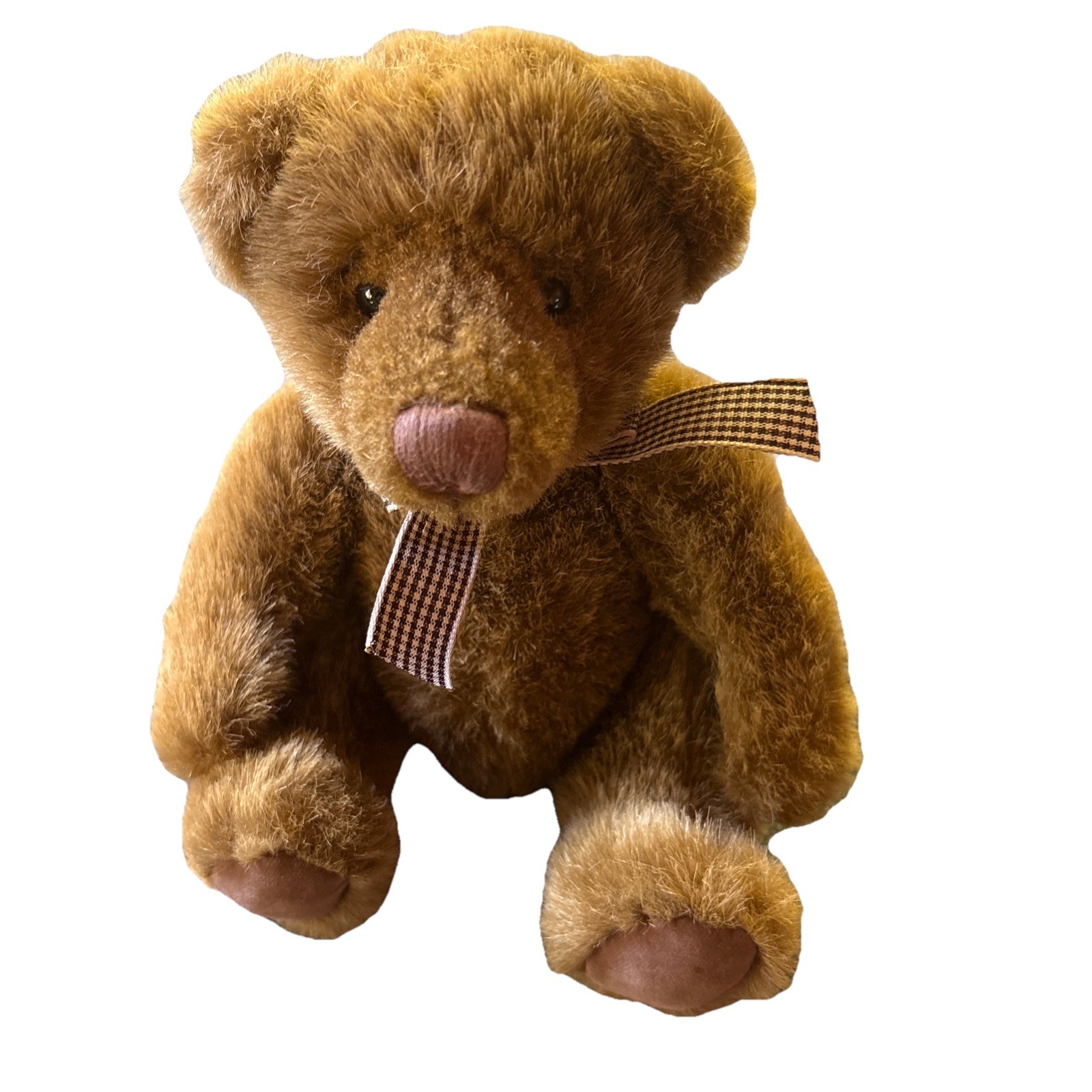 Russ Berrie Winslow Brown Teddy Bear Plaid Ribbon Plush Stuffed Animal 2812