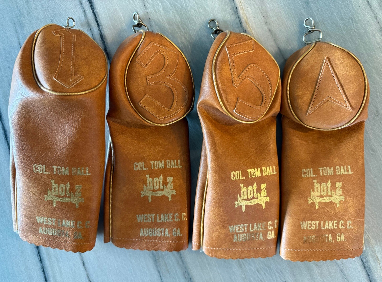 Vintage Hot-z club Head covers Colonel Tom Ball, Militaria , West Lake C.C. Vintage Hot-z club Head covers Colonel Tom Ball, Militaria , West Lake C.C.