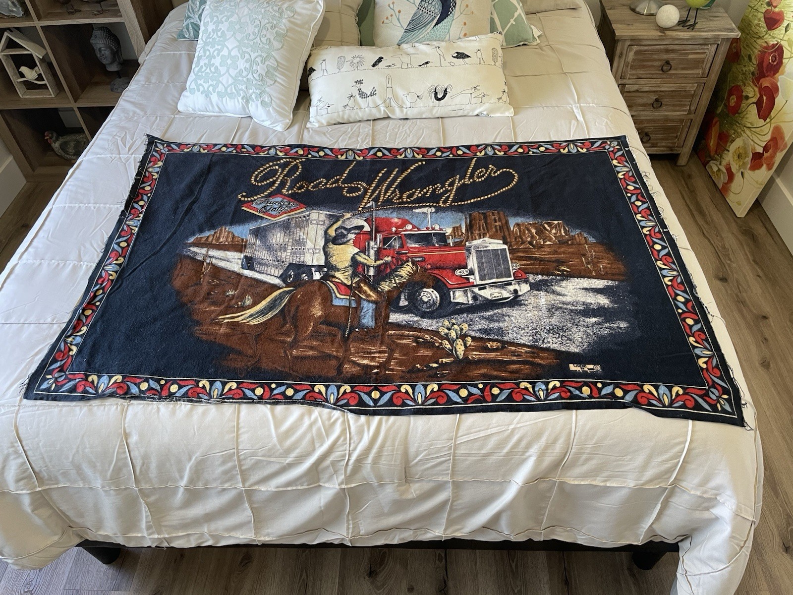 Vintage 1989 Road Wrangler Truckers Only Tapestry Semi Truck Cowboy Western Vintage 1989 Road Wrangler Truckers Only Tapestry Semi Truck Cowboy Western