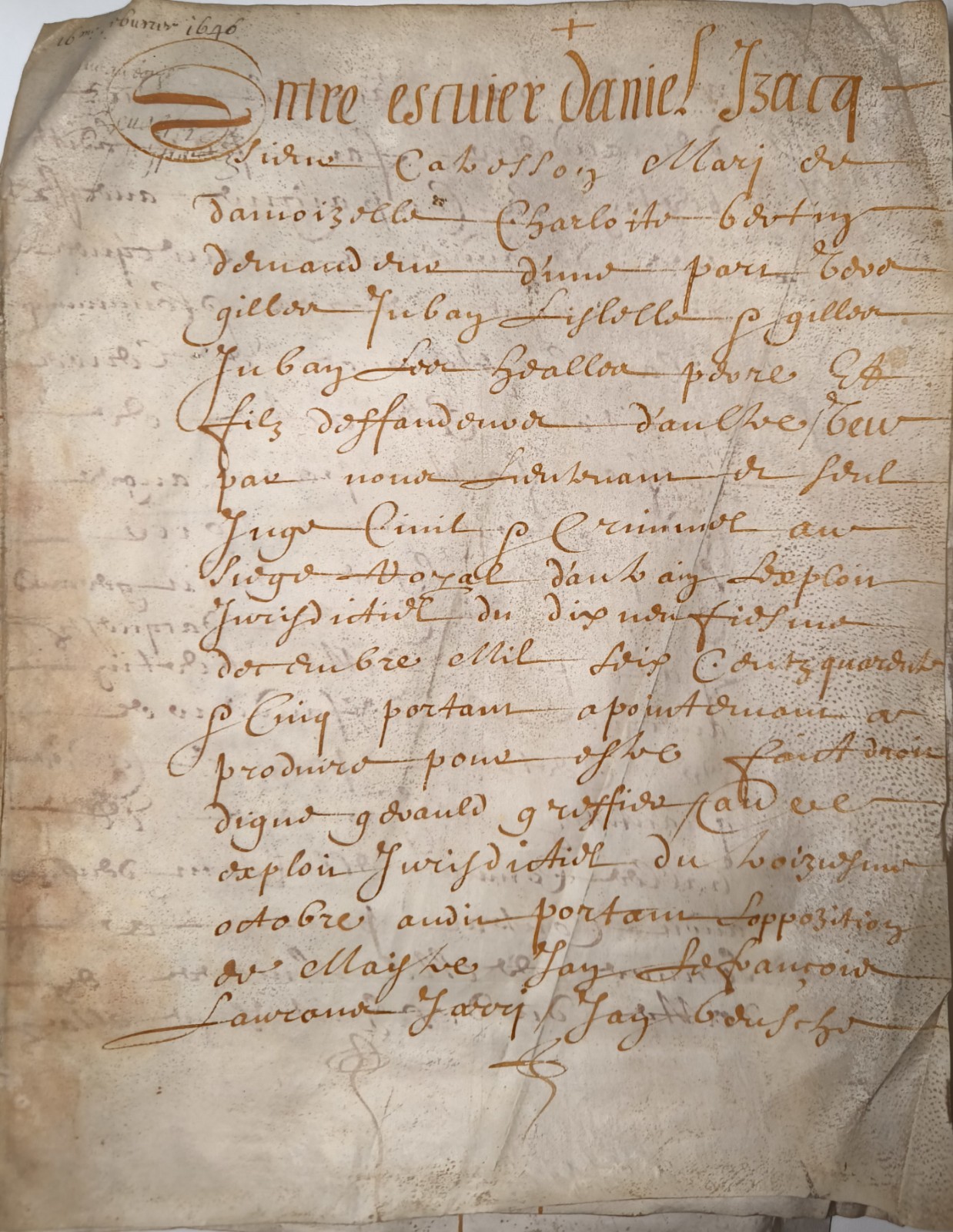 1640 French Vellum Court Manuscript 8pp Siège Royal Signed 17th Century 