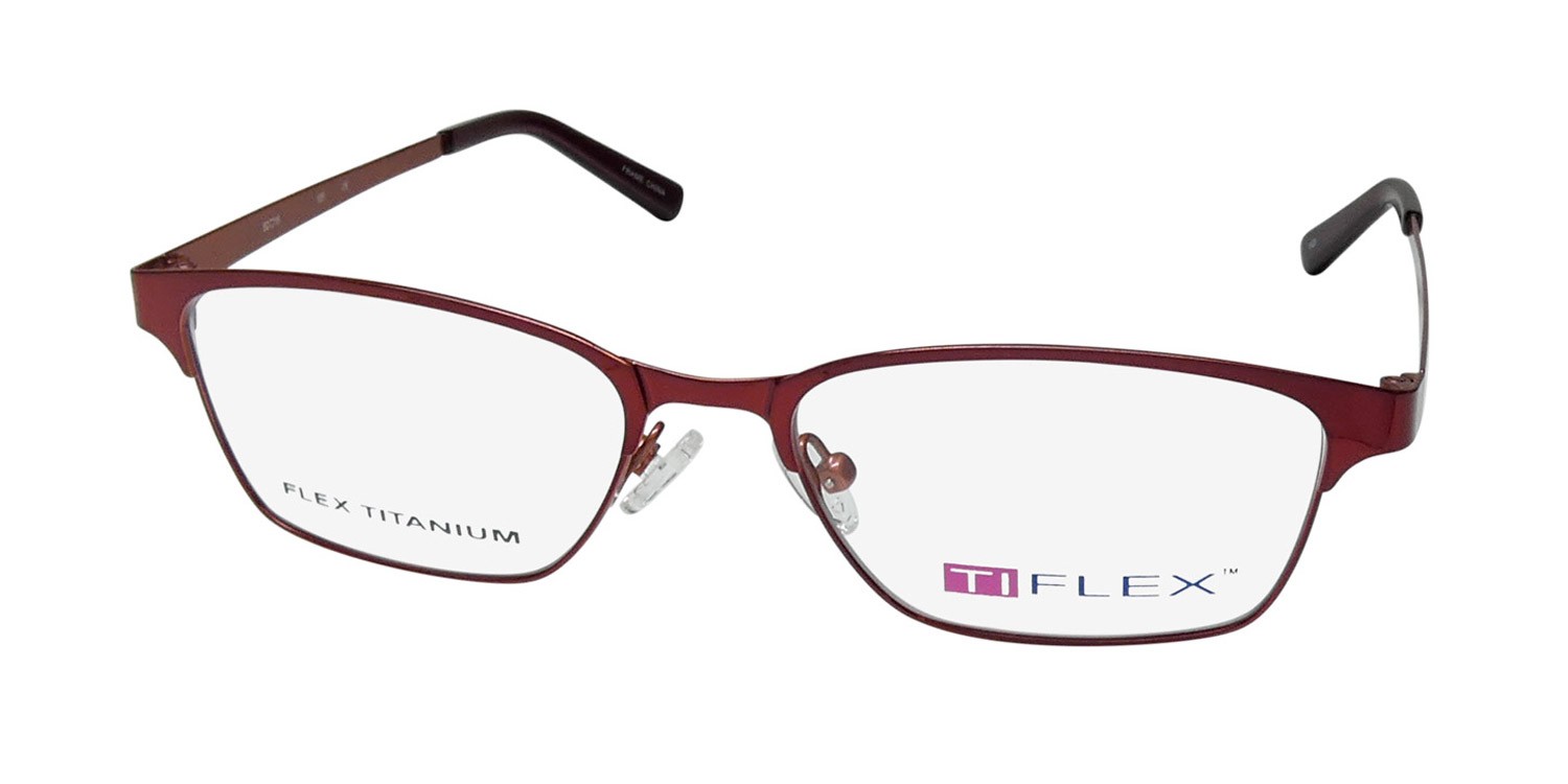 NEW TIFLEX 2103 EYEGLASS FRAME 52-16-135 TITANIUM FULL-RIM CAT EYE RED WOMENS