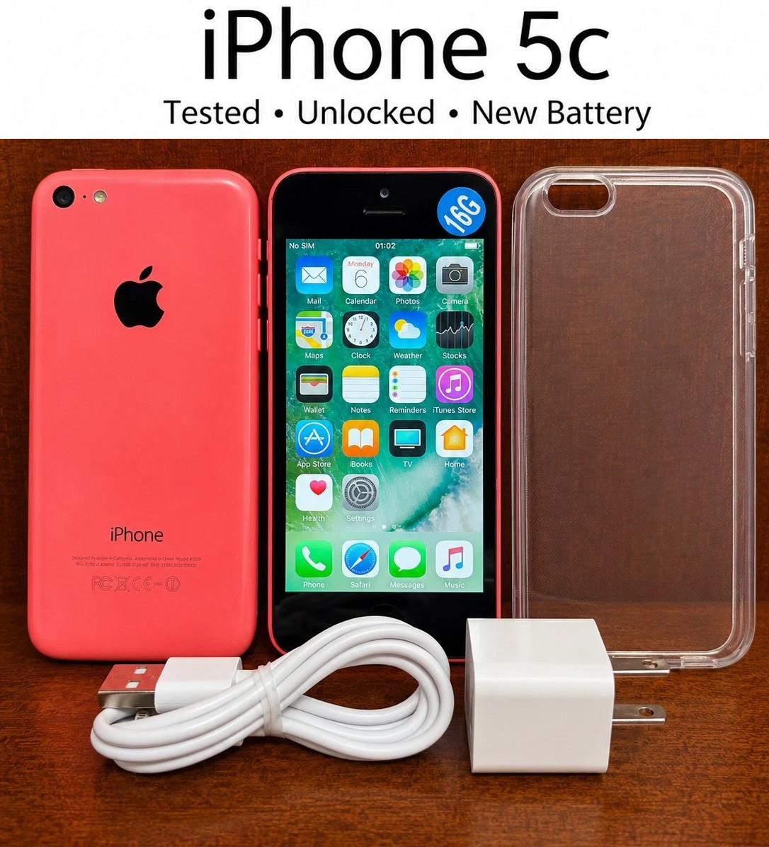 New Battery - Original Apple iPhone 5c (Unlocked) - 8GB / 16GB / 32GB - PINK