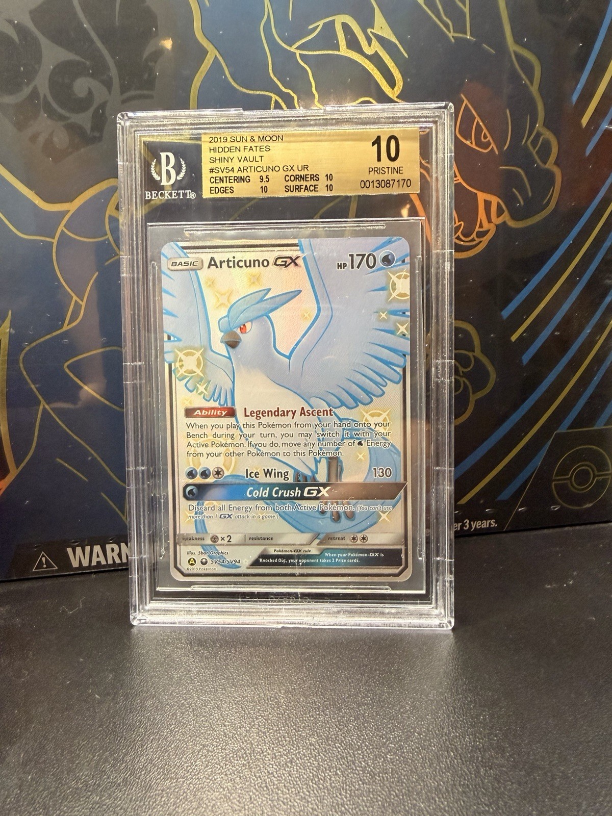 BGS 10 Articuno GX SV54/SV94 Hidden Fates: Shiny Vault Holo